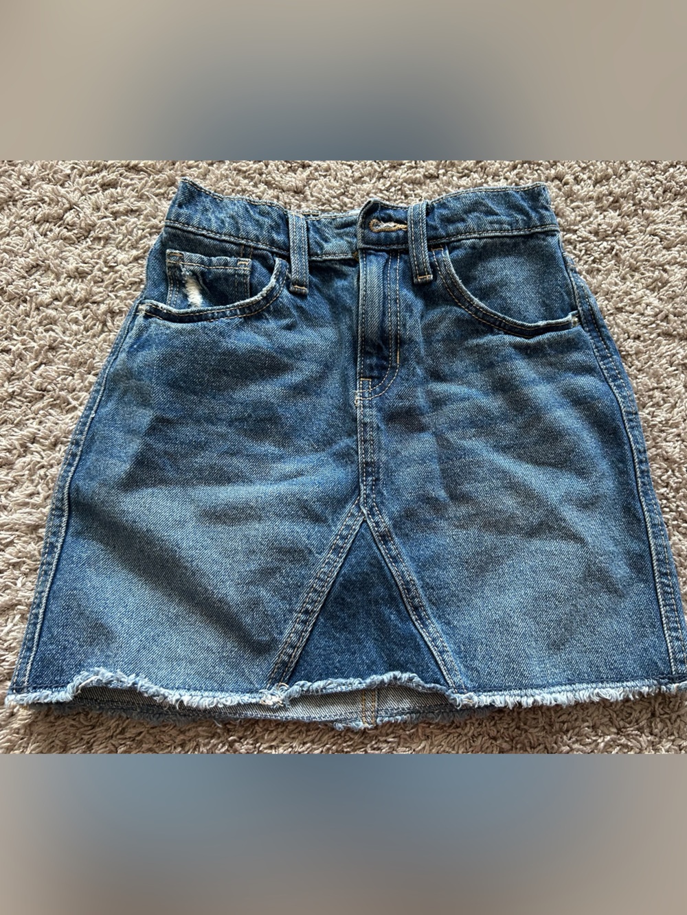 Old Navy Blue Denim Frayed-Hem Girls' Skirt